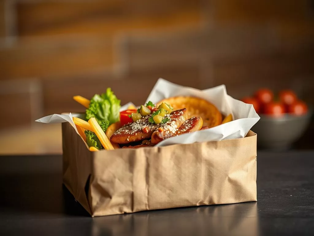 package with food from the delivery serviceфото